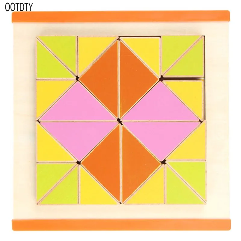Boys Girls Children Wooden Teaching Aids Triangle Jigsaw Puzzle Board Game - Цвет: Белый