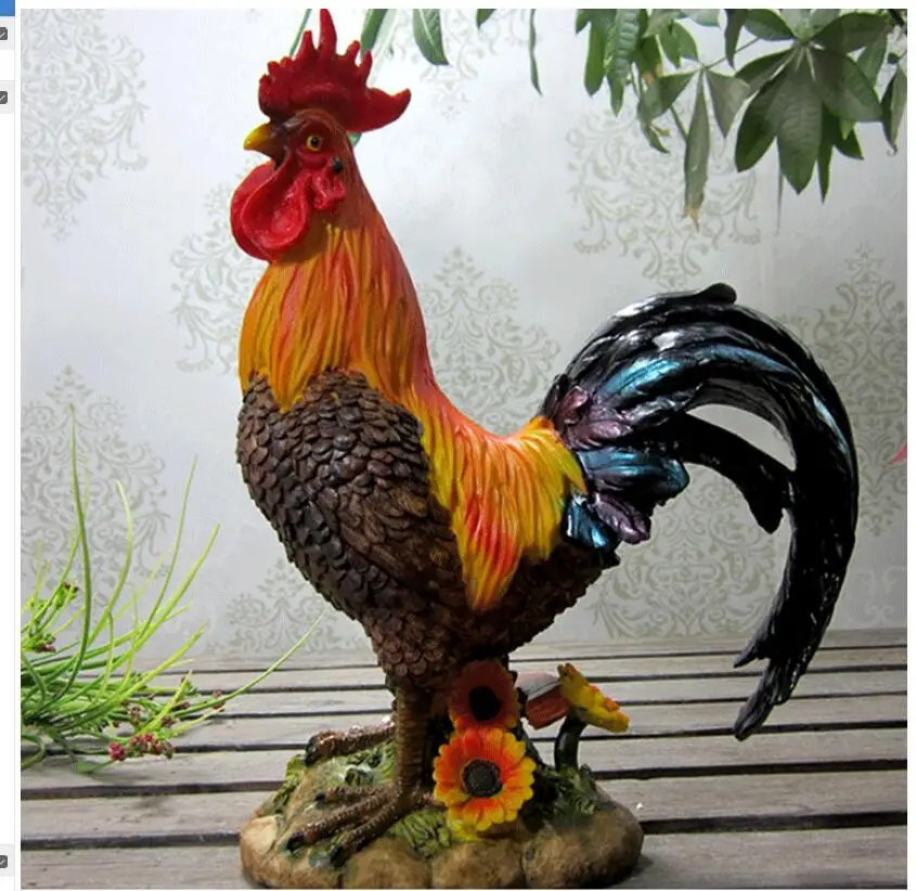 

red Big cock Animal sales Genuine Simulation model of big cock ornament with Fengshui resin home decoration business