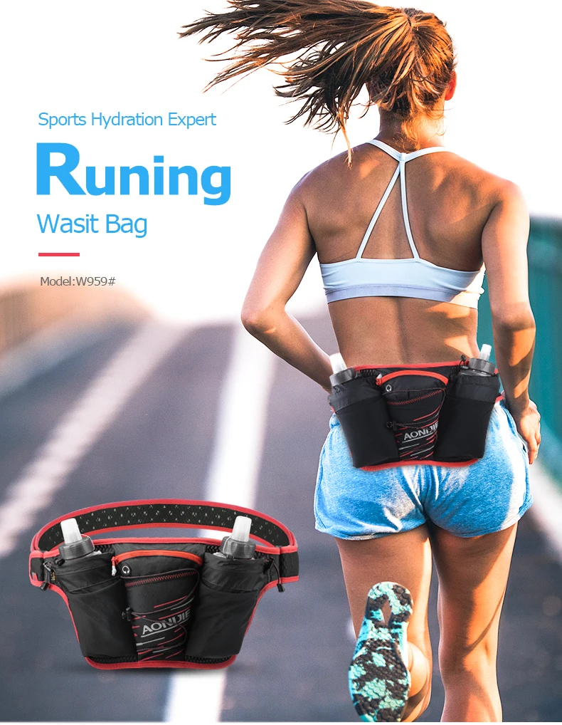 AONIJIE Hydration Belt Waist Bag Marathon Jogging Cycling Running Fanny Pack Cell Phone Holder Free 2pcs 500ml Water Bottle W959