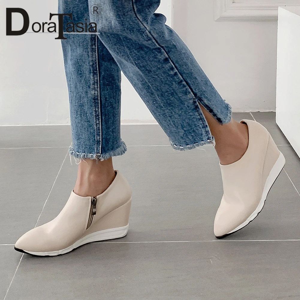 

DORATASIA Brand New Fashion Big Size 34-40 Pointed Toe INS Hot Zip Women Shoes Woman Casual Soft Autumn Spring Flats Female