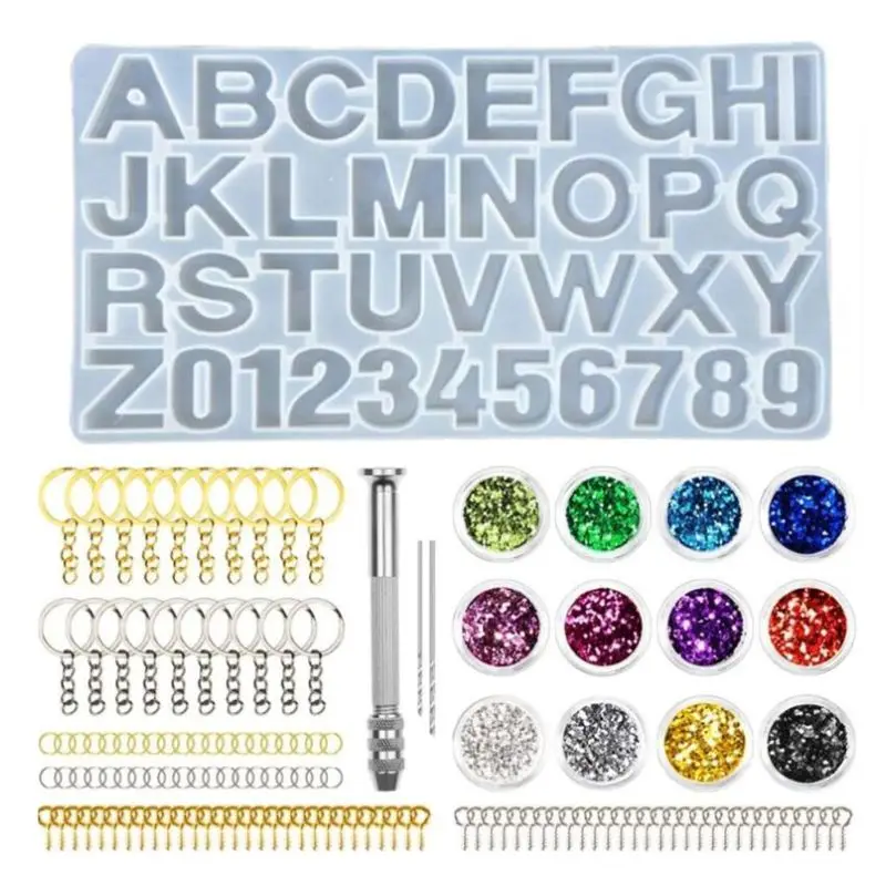 

JAVRICK 1 Set Crystal Epoxy Resin Mold Alphabet Number Pendant Casting Silicone Molds DIY Jewelry Tool