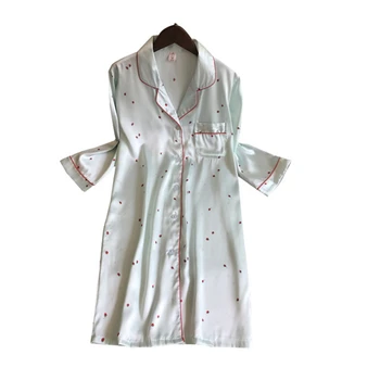 

Summer home service nightdress female Korean student shirt skirt loose spring and autumn ice silk sexy thin section party skirt