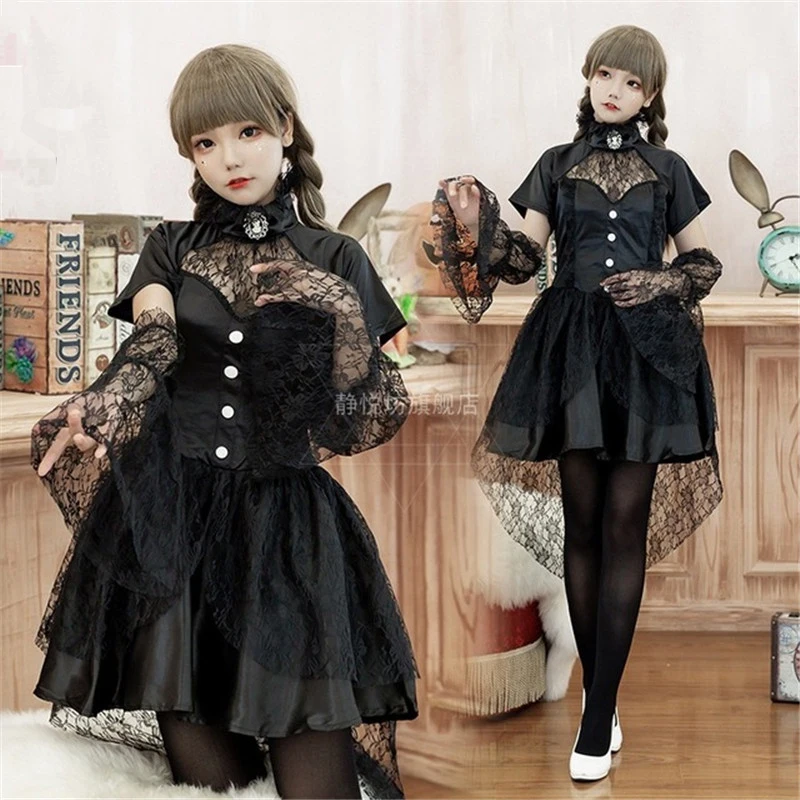 

Halloween Costume Female Witch Sexy Devil Swallowtail Cosplay Nightclub Bar Dark Princess Vampire Dress Party Costume Outfits