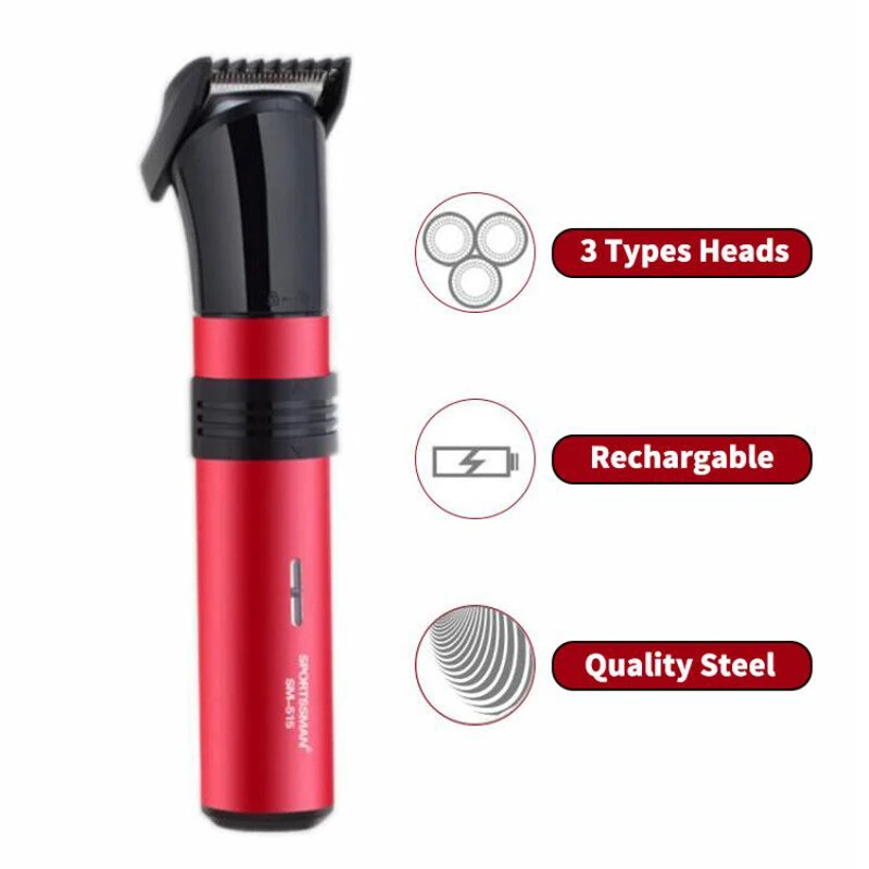 

New 3 heads In 1 Men Rechargeable Electric Hair Clipper Cordless Hair Cutter Wireless Nose Beard Hair Trimmer Cutting Machine