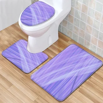 

Colorful Gradient Toilet Mat 3 Piece Set Bathroom Rug Non-slip Absorbent Carpet Doormat Set