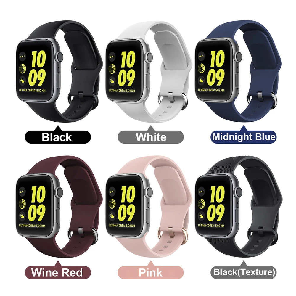 UEBN силиконовый спортивный ремешок для часов Apple Watch series 5 44 мм 40 мм ремешок для iWatch 5 4 3 42 мм 38 мм браслет на запястье