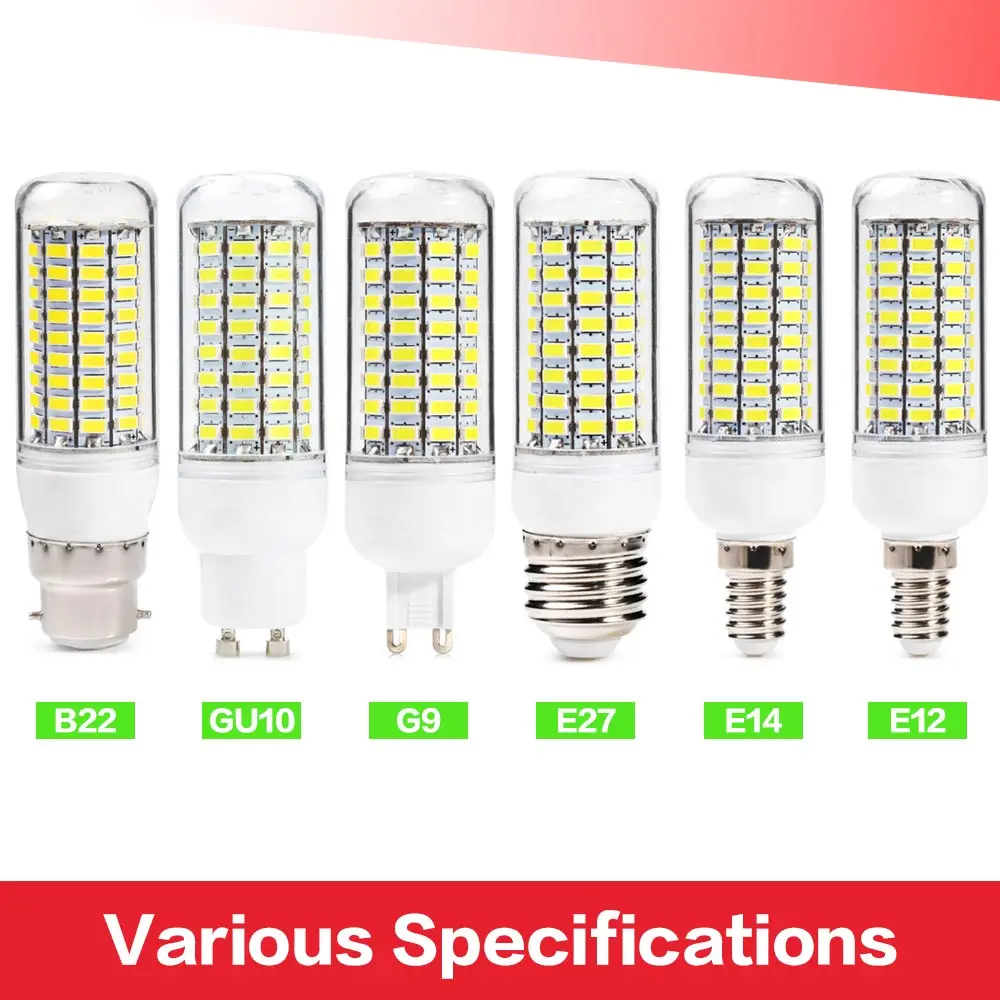 Светодиодная лампа кукуруза SMD5730 E27 GU10 B22 E14 G9 7 Вт 12 15 18 360 градусветильник 110 В 220