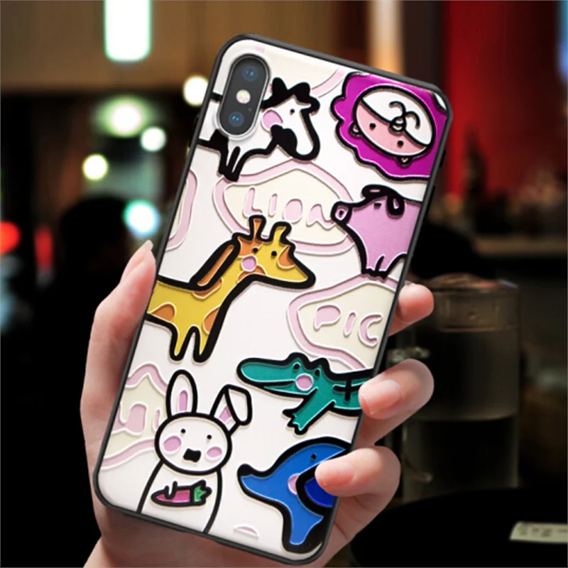 7dongwu Розовый чехол с 3D-принтом для iPhone XR 6 6S 7 8 Plus 5 5S 11 Pro для iPhone XS Max чехол для iPhone X Черный Мягкий чехол из ТПУ - Цвет: 7dongwu