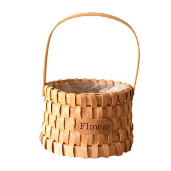 

1Pc Weaving Basket Rattan Basket Woven Flowerpot Round Plant Container Flower Container for Home Garden Decoration