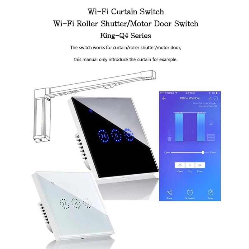 Top-US Plug,for Ewelink Smart Curtain Motor Electrical Blinds WiFi Switch Press APP Voice Control By Alexa Echo Google Home