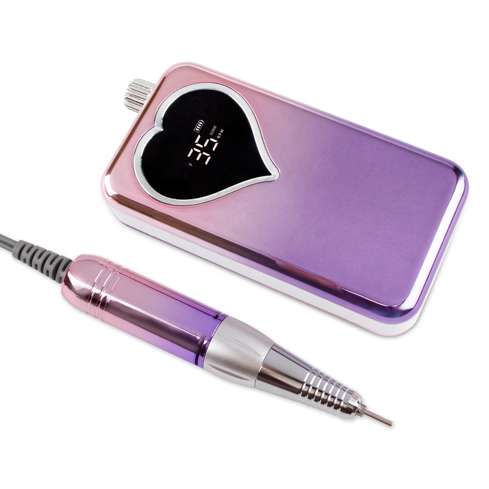 Purple Portable Cordless Nail Drill Machine 35000RPM Rechargeable Manicure Electric Nail File Drill 35000 Battery with Base 6