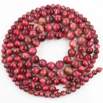 

Fashion Gem Fuchsia Pink Tiger Eye Natural Stone Beads Loose Spacer Beads For Jewelry Making DIY Bracelets Necklace 15" 6 8 10mm