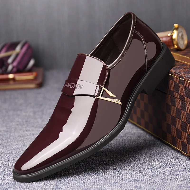 2020 Men Dress Italian PU Leather Shoes Slip on Fashion Men Leather  Moccasin Glitter Formal Male Shoes Pointed Toe Shoes for Men|Formal Shoes|  - AliExpress