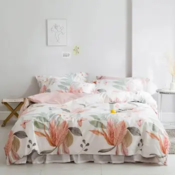 

Pastoral Leaves Brief Duvet Cover Set High Count Density Cotton Bedlinens Twin Queen King Flat Sheet Fitted Sheet Bedding
