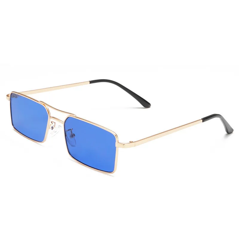 gold blue Винтажные Женские Мужские красные квадратные модные солнцезащитные очки в стиле ретро брендовые металлические линзы с цветной оправой UV400 женские солнцезащитные очки оттенки очки Gafas - Цвет линз: gold blue
