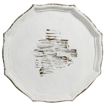 

Sweetgo Wood Plate Vintage White Style Handmade Dessert Tray Cake Table Decoration Makeup Jewelry Holder Ring Trays