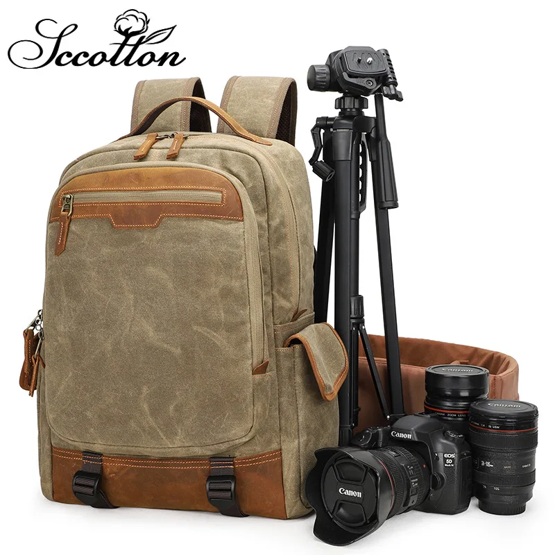

Qisemian Camera Bag Cross Border Outdoor Shoulder Vintage Waterproof Batik Canvas Bag Single-lens Reflex Camera Digital Camera B