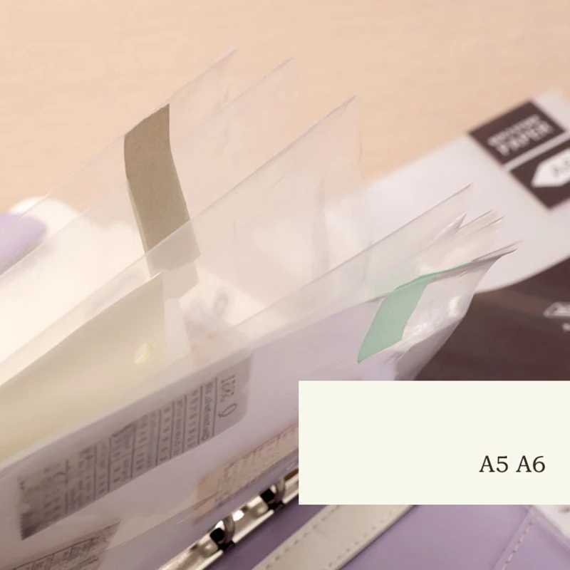 A5 A6 투명 파일 홀더 노트북 6 홀 루스 리프 파우치 DIY 문서 가방 바인더 링 PVC 스토리지 바인딩 폴더, 10 개