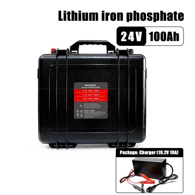 HAKDI 24V многократного цикла глубокого заряда-разряда Lifepo4 25 6 V 100Ah Батарея-серые