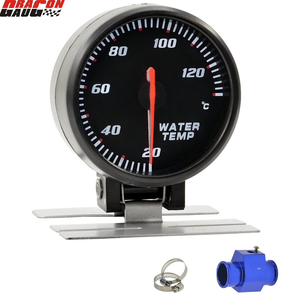 Dragon 60mm White Face Blue Light Auto Car Water Temp Gauge 20140