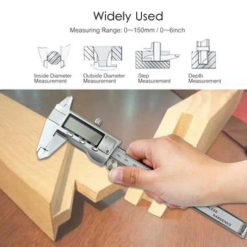 

Hot Electronic Digital Caliper Waterproof Stainless Steel Vernier Caliper 6inch/150mm High Precision LCD Display Micrometer Gaug
