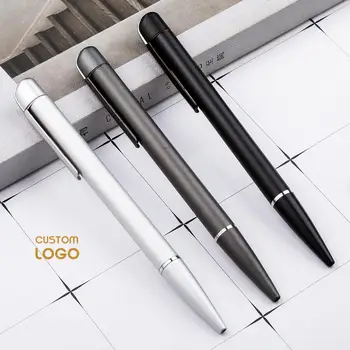 

Customized Pens Business Logo 1.0mm Black Ink Metal Ballpoint Pen Personalized Gift Pen Engrave Logo Name School Office Supplies