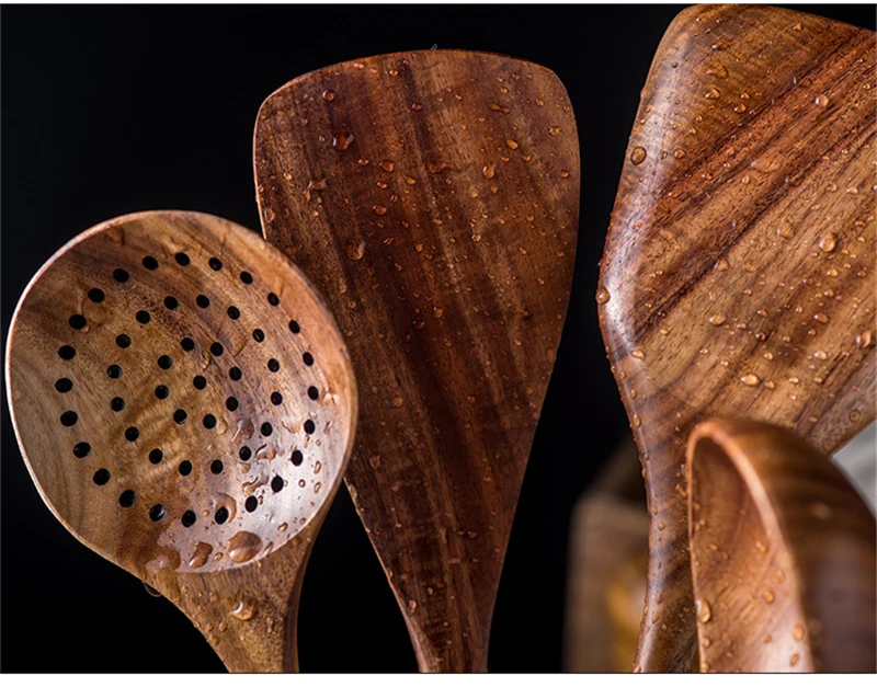 Teak Natural Wood Tableware Spoon Colander Spoon Special Soup Skimmer