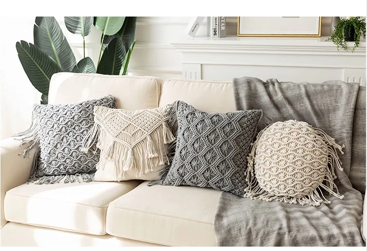 

Macrame Cushion Cover Boho Pillow Cover Handmade Macrame Cushion Cover Colorfu Macrame Geometry Bohemia Ethnic Pillow Cover