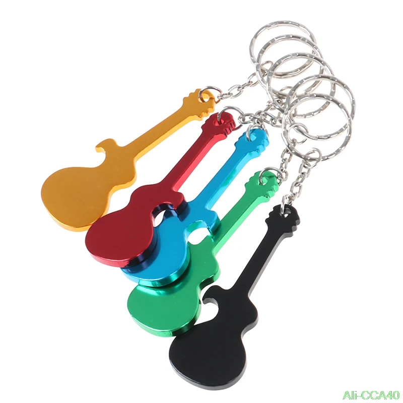 1pcs Guitar Bottle Opener Keychain Aluminum Alloy Beer Opener Key Rings for Gifts
