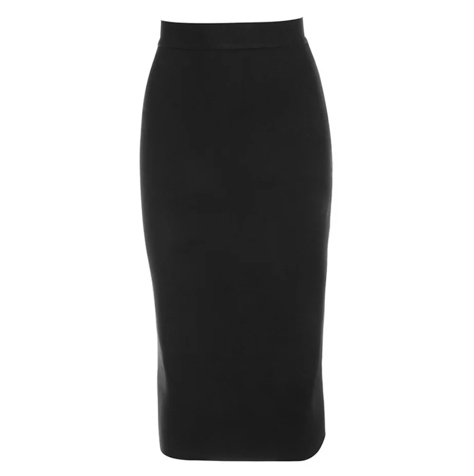 Fall winter bodycon midi pencil skirts women high waist zip down vintage elegant knee length suede black sexy skirts female 4 colors - Цвет: Black