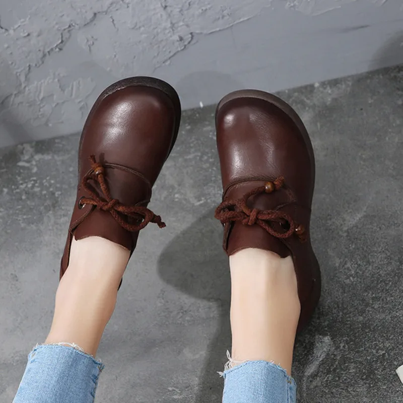 

Leather shoes women 2020 spring leather retro fashion casual women shoes comfortable thick bottom non-slip lace-up women shoes
