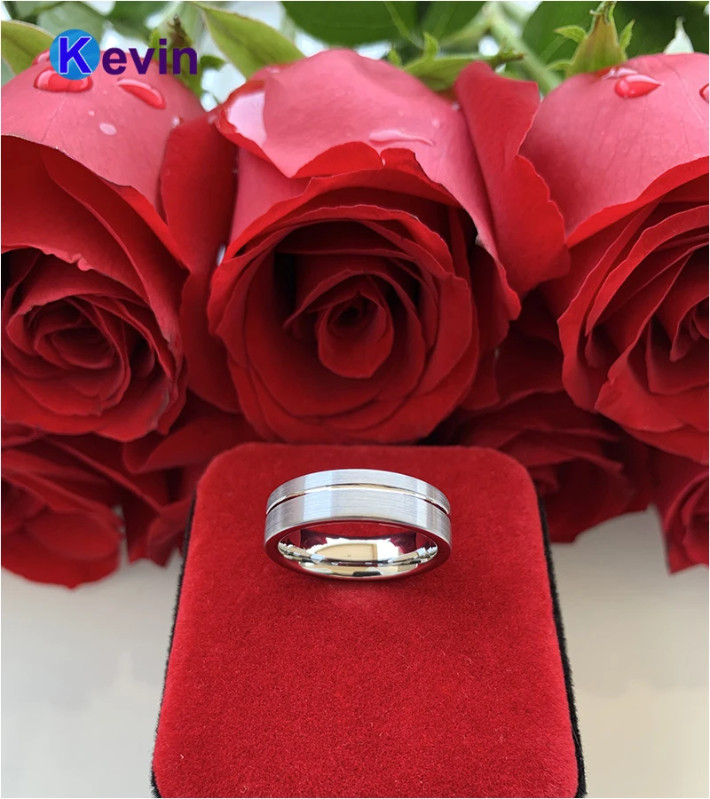 Мужское и женское обручальное кольцо из карбида вольфрама с рифленой