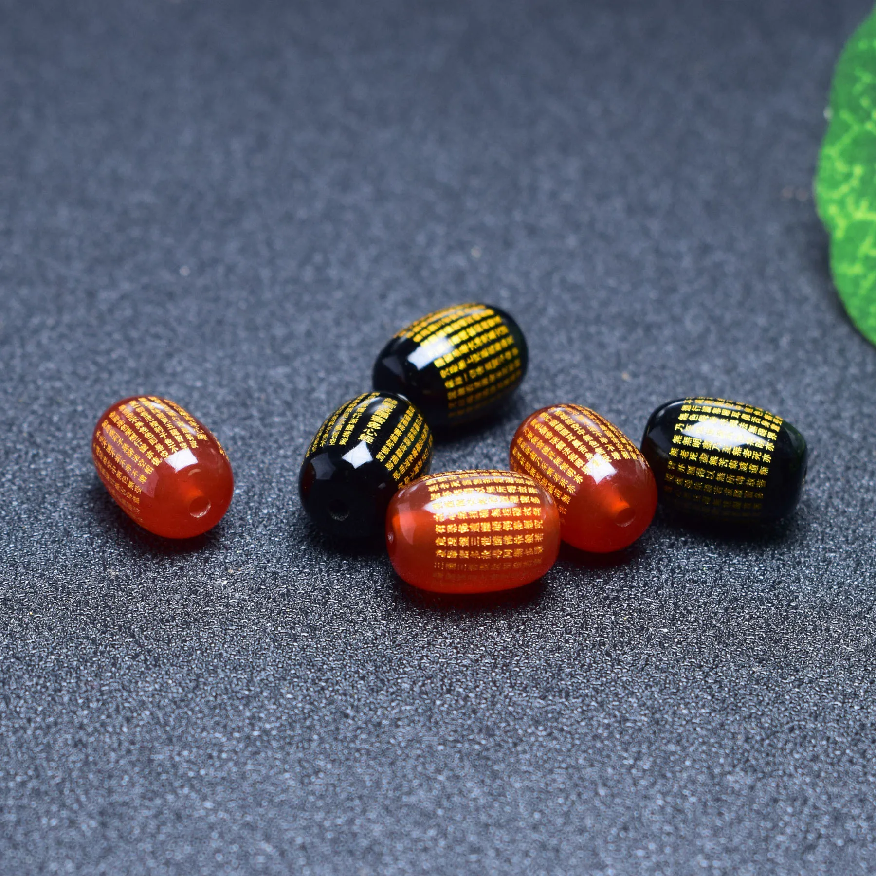 Natural Black Red Agate Beads Heart Sutra Fracelets DIY Pendant  Bracelet Necklace Jade Energy Jewelry Accessories Unisex 10pc