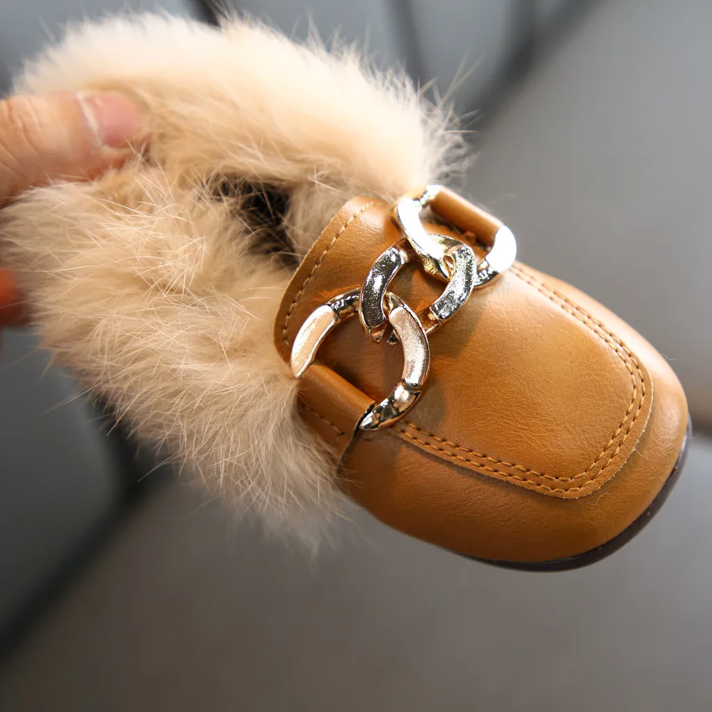 JAYCOSIN/ г.; зимняя обувь принцессы для маленьких девочек; детская стильная Высококачественная кожаная обувь на плоской подошве с мехом; Повседневные Вечерние туфли для девочек