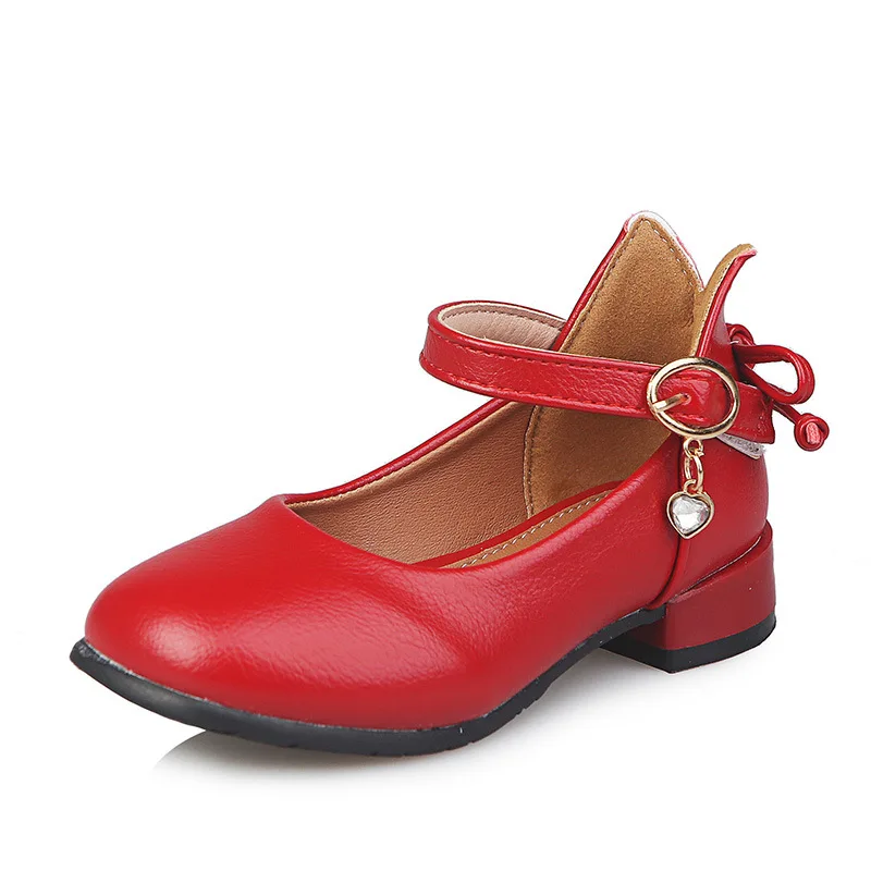 Red Loveewalk обувь принцессы для девочек; сезон весна-лето; детские кожаные кроссовки; обувь принцессы; обувь для девочек; обувь для платья с бантом сзади - Цвет: Red