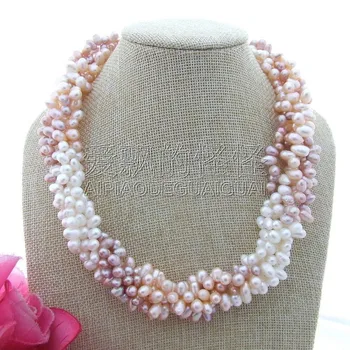 

N112206 20" 5 Strands Multi Color Top-Drilled Pearl Necklace