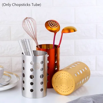 

1PC Stainless Steel Chopsticks Tube Kitchen Tools Tableware Storage Draining Rack For Spoon Knife Fork Chopsticks Box