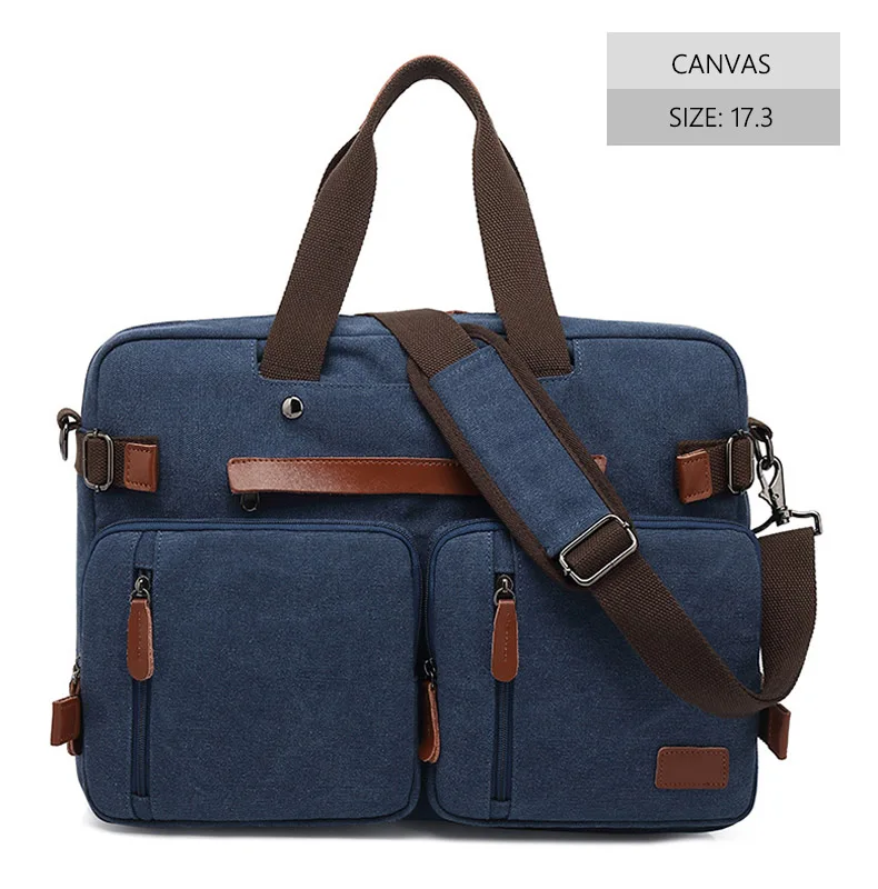 Blue canvas 17 inch Мужская холщовая рабочая сумка Портфель Дорожная сумка через плечо многофункциональная сумка большая Повседневная деловая сумка для ноутбука с карманом XA284ZC - Цвет: Blue canvas 17 inch