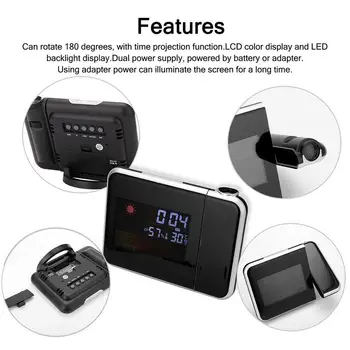 

1 PC Time Projection Clock Digital Display Weather Meter Thermometer Function Humidity Calender/Clock Station Alarm Tempera Q1A0