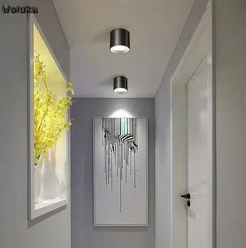 

led surface mounted anti-fog downlight black round 7W12W barrel lamp aisle light white ceiling type free opening lamp CD50 W07