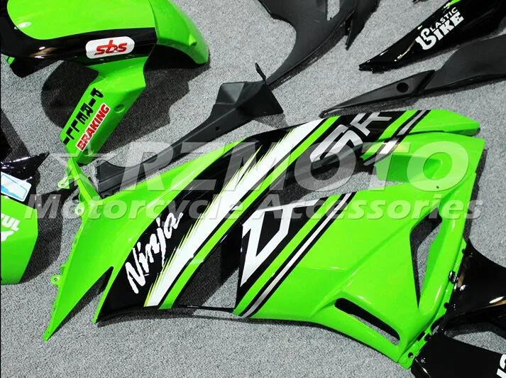 Литьевая Форма ABS обтекатель комплект подходит для Kawasaki ZX6R 2009 2010 2011 2012 Обтекатели ZX-6R 09 10 11 12 ниндзя 636 на заказ Зеленый