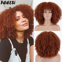 Short Afro Kinky Colly Wigs For Black Women African Cosplay Wigs Blonde Brown High Temperature Heat Resistant Fiber