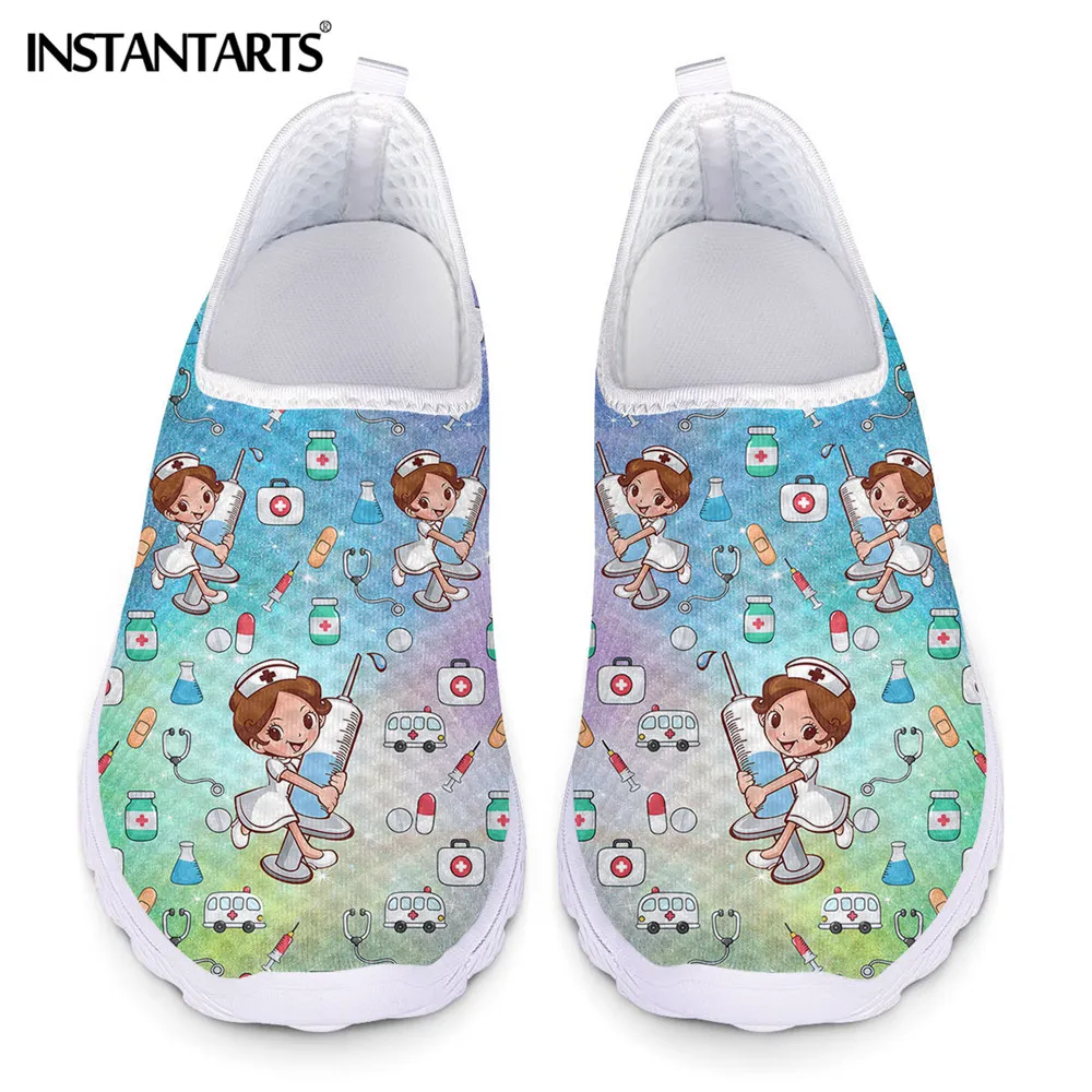 Women's Flats top	 INSTANTARTS Gradient Cartoon Nurse Premium Sketch Print Slip On Flat Nursing Shoes Woman Breathable Summer Casual Sneakers Mujer Women's Flats hot  Flats