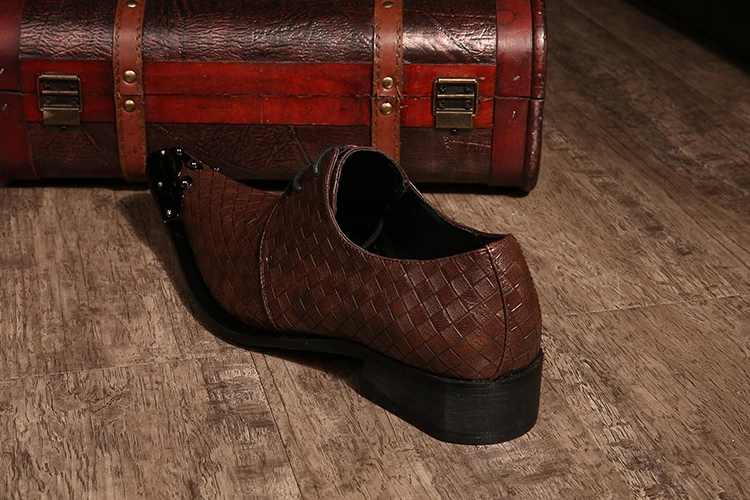 Ntparker; Мужская обувь; ткацкая кожаная обувь; мужские вечерние туфли с острым носком из стали; свадебные туфли в деловом стиле; EU38-46; большие размеры