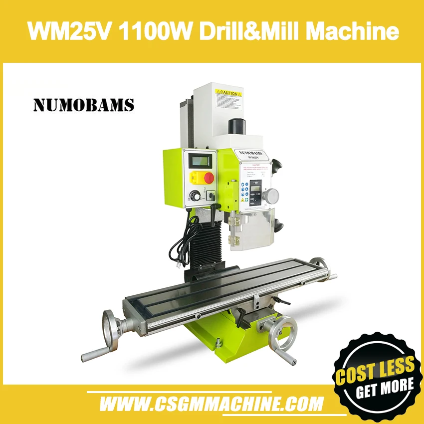 

NUMOBAMS WM25V Drilling & Milling Machine/700*180mm Working Table 1100W Motor Power Milling machine