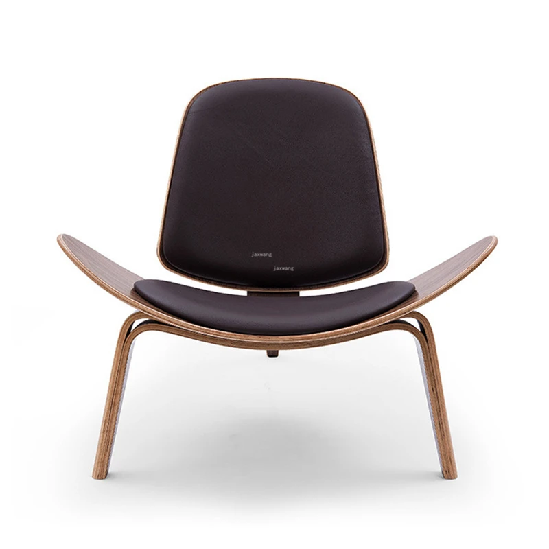 

Hans Wegner Style Three-Legged Shell Chair Ash Plywood Fabric Upholstery Living Room Chair Furniture Modern Lounge Shell Chair