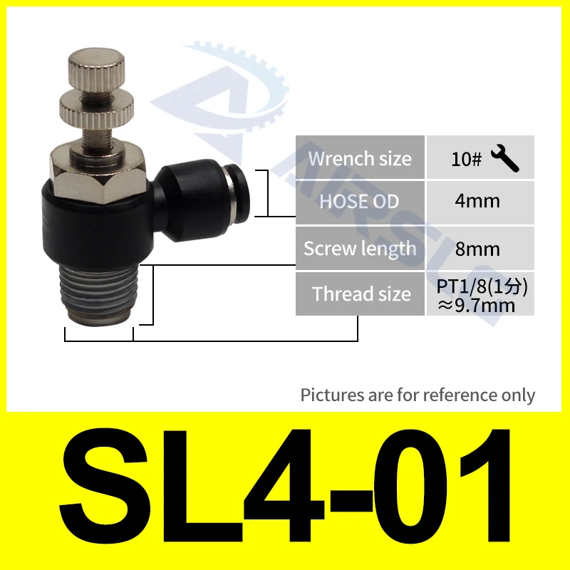 10 шт./лот,, пневматический фитинг, SL6-1 1/"-6 мм дроссельной заслонки, SL4-M5 регулирования давления 4-01 6-M5 8-01 - Цвет: SL4-01