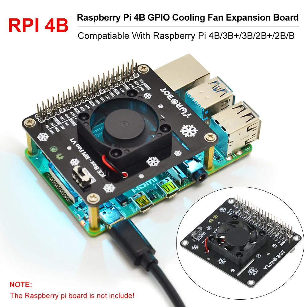 Плата расширения охлаждающего вентилятора Raspberry Pi GPIO со светодиодной подсветкой