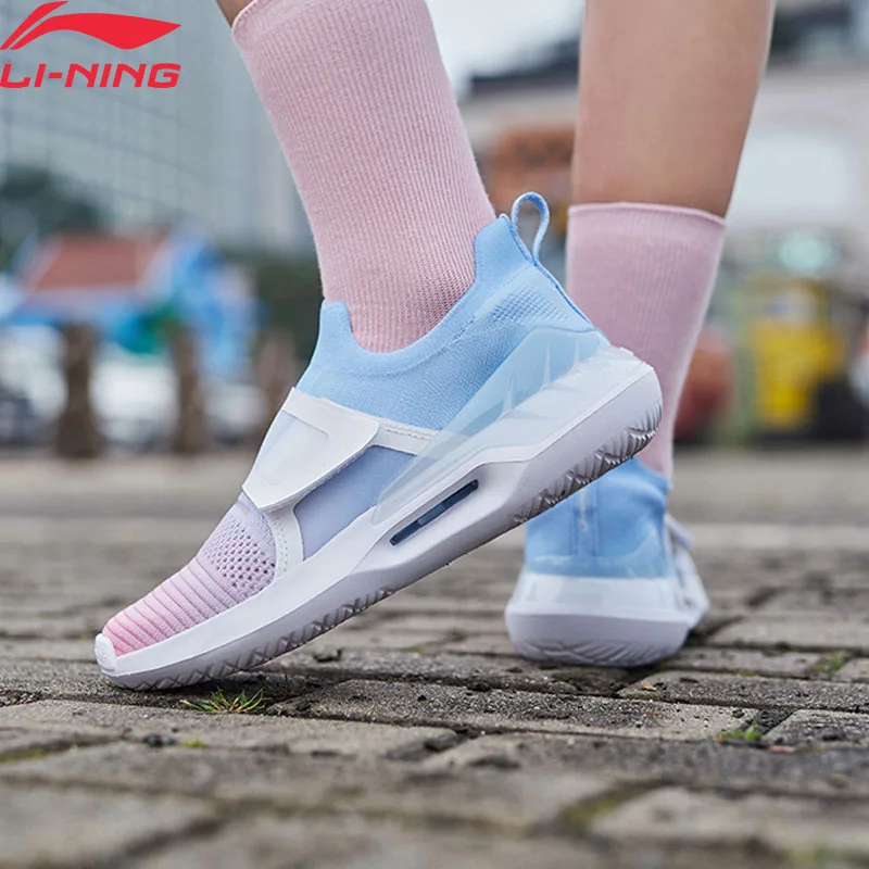 Li-Ning Для женщин очень II стильный образ жизни обувь однотонные Тканные Дышащие носки-как подкладка Спортивная обувь Кроссовки AGLP028 YXB301