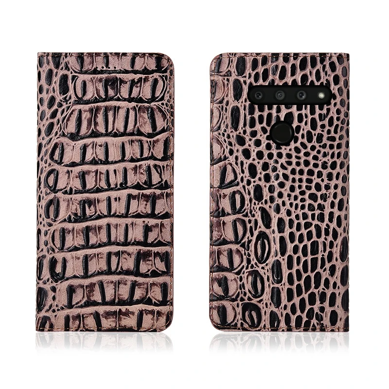 

Crocodile Back Pattern Genuine Real Leather Magnetic Flip Phone Bag For LG Q60/LG K12 Plus/LG K50/LG K40 Phone Case Leather Capa